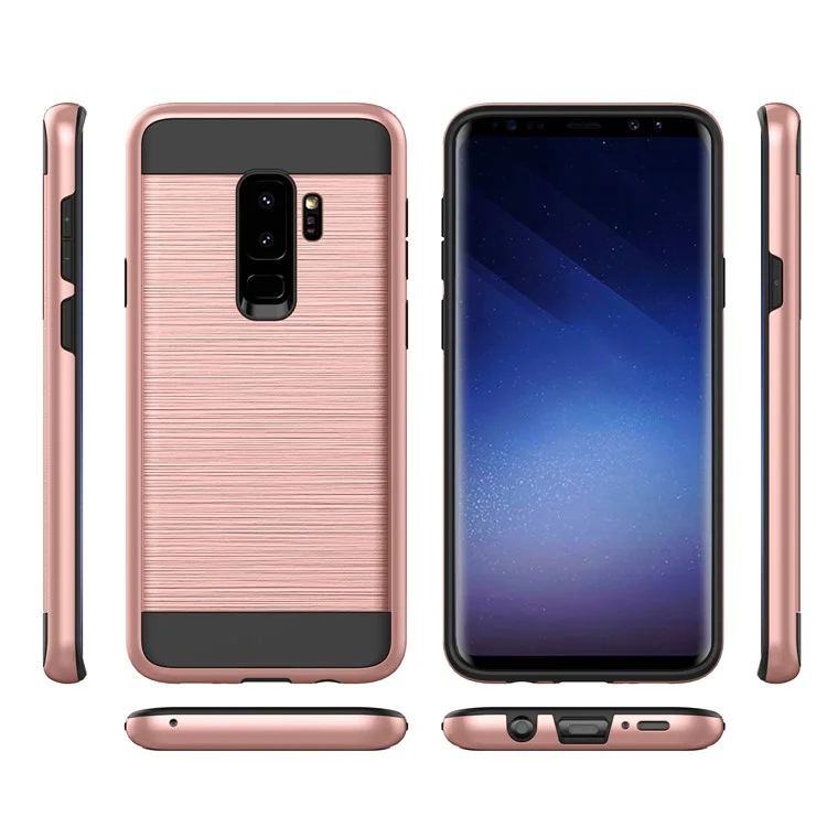 Brushed TPU + PC Hybrid Phone Case for Samsung Galaxy S9+ G965 - Rose Gold