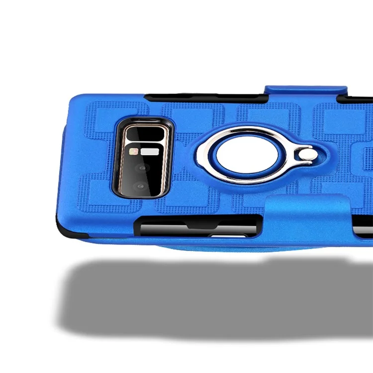Geometric Pattern Magnetic Finger Ring Kickstand TPU PC Hybrid Cover for Samsung Galaxy Note 8 N950 - Baby Blue