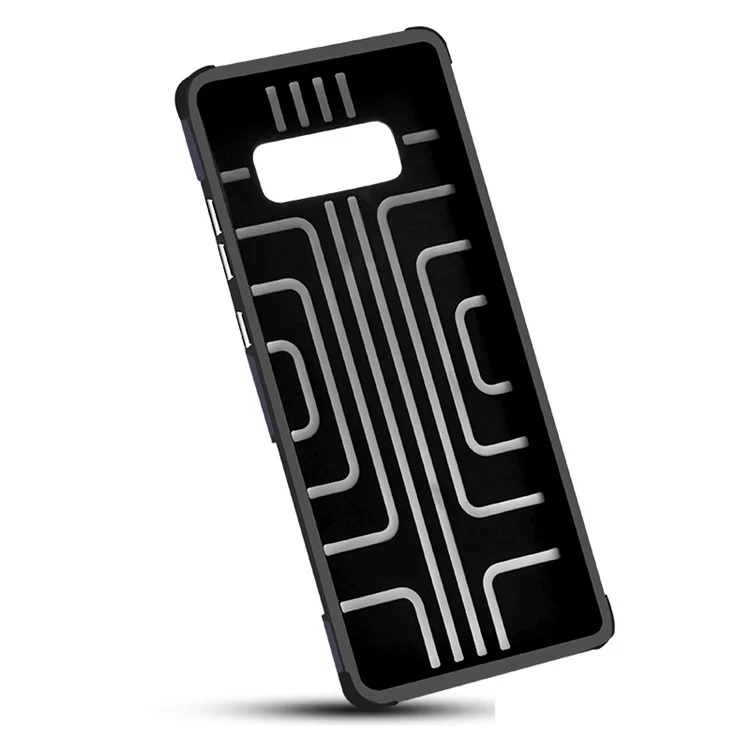 Geometric Pattern Magnetic Finger Ring Kickstand TPU PC Hybrid Cover for Samsung Galaxy Note 8 N950 - Baby Blue
