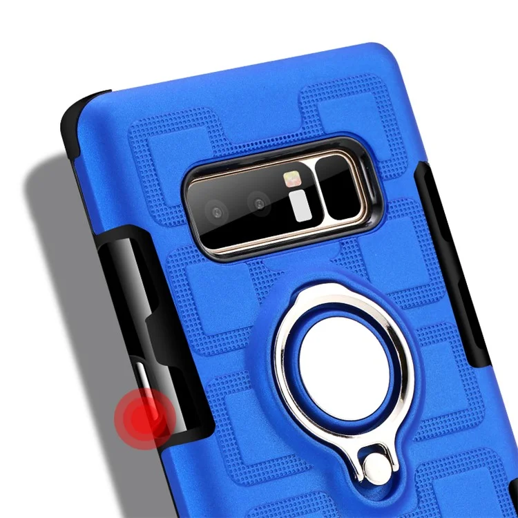 Geometric Pattern Magnetic Finger Ring Kickstand TPU PC Hybrid Cover for Samsung Galaxy Note 8 N950 - Baby Blue