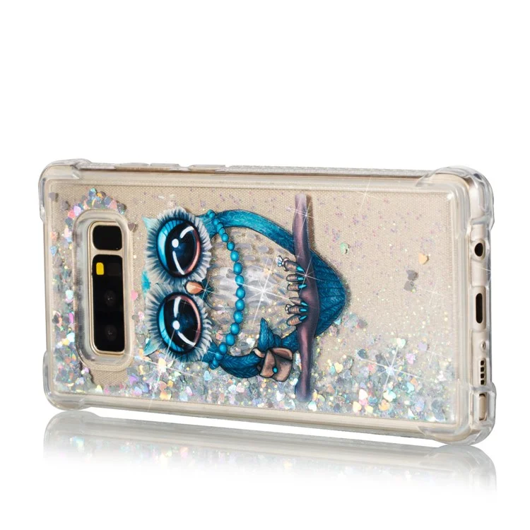 Dynamic Glitter Powder Quicksand Shockproof TPU Case for Samsung Galaxy Note 8 SM-N950 - Blue Owl