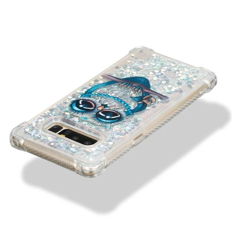 Dynamic Glitter Powder Quicksand Shockproof TPU Case for Samsung Galaxy Note 8 SM-N950 - Blue Owl