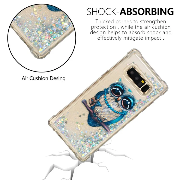 Dynamic Glitter Powder Quicksand Shockproof TPU Case for Samsung Galaxy Note 8 SM-N950 - Blue Owl