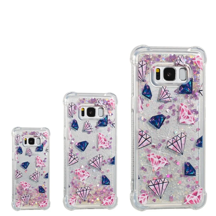 Liquid Glitter Powder Quicksand Shockproof TPU Back Case for Samsung Galaxy S8 G950 - Diamonds