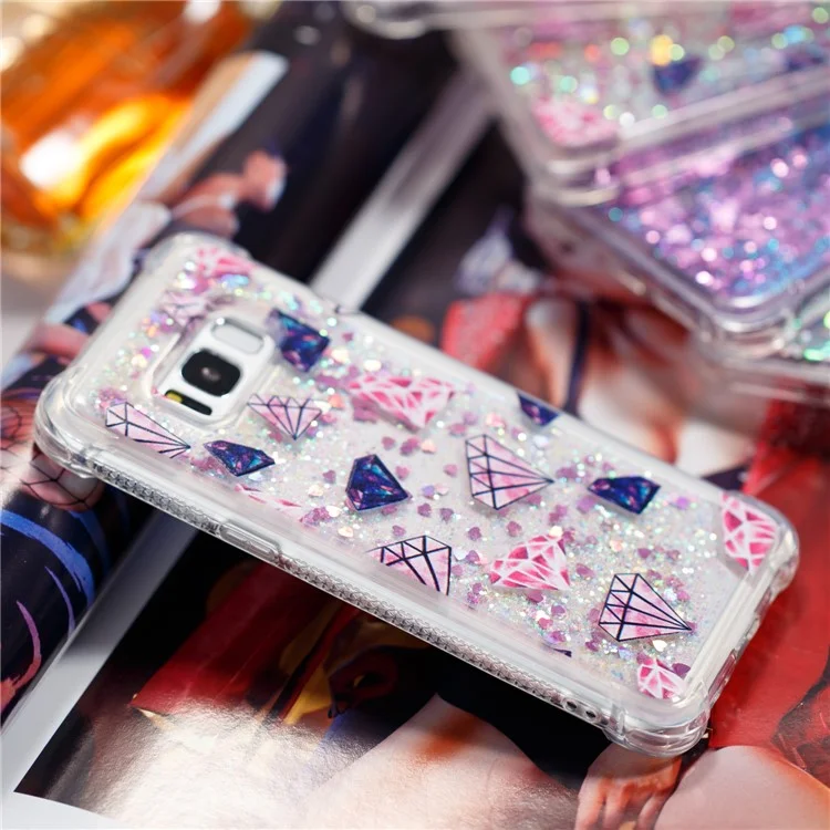 Liquid Glitter Powder Quicksand Shockproof TPU Back Case for Samsung Galaxy S8 G950 - Diamonds