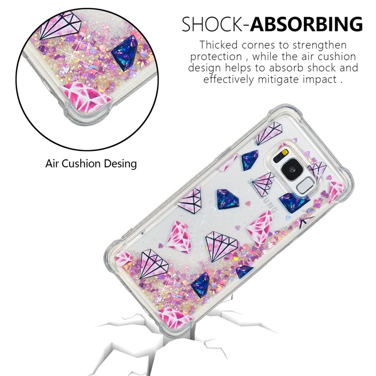 Liquid Glitter Powder Quicksand Shockproof TPU Back Case for Samsung Galaxy S8 G950 - Diamonds