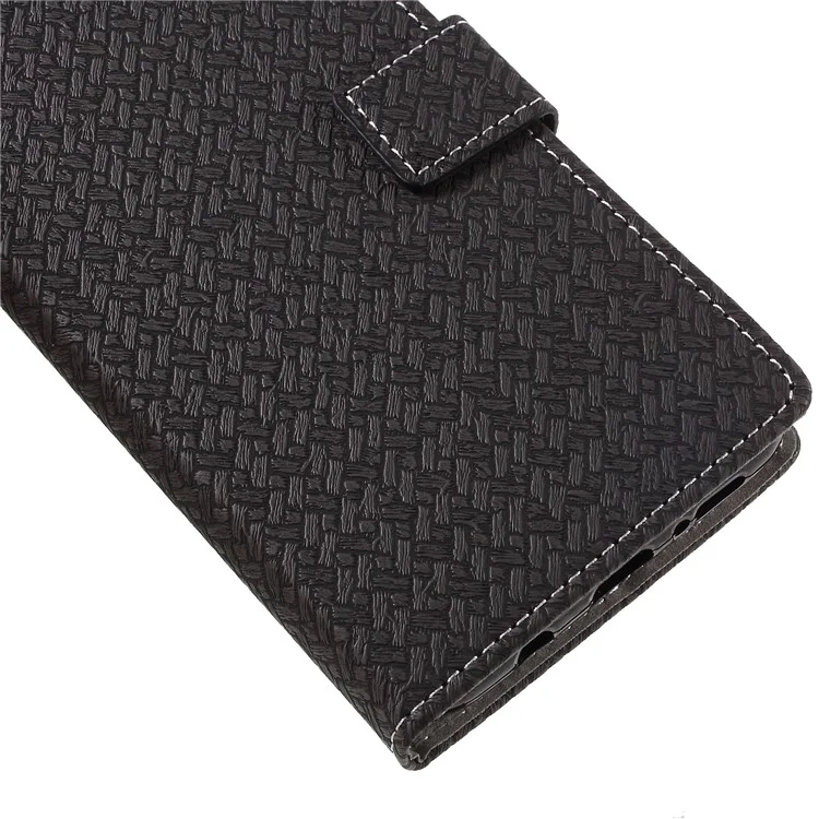 Woven Grain Leather Wallet Phone Case for Samsung Galaxy S9+ G965 - Black