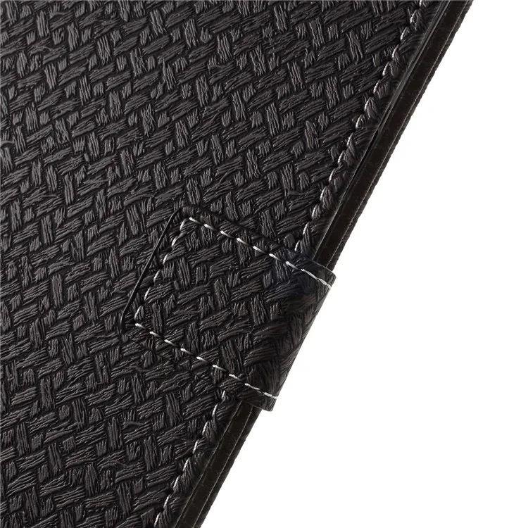 Woven Grain Leather Wallet Phone Case for Samsung Galaxy S9+ G965 - Black