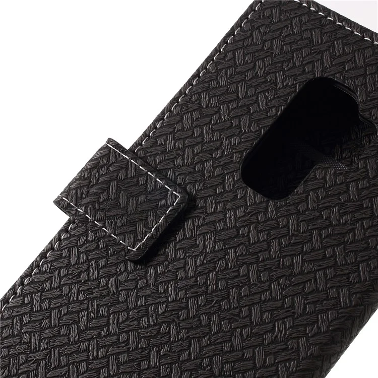 Woven Grain Leather Wallet Phone Case for Samsung Galaxy S9+ G965 - Black
