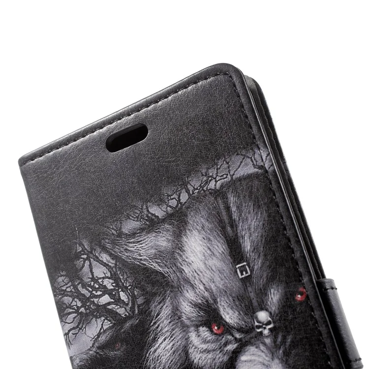 For Samsung Galaxy S9 Plus Patterned PU Leather Wallet Stand Cover - Grey Wolf