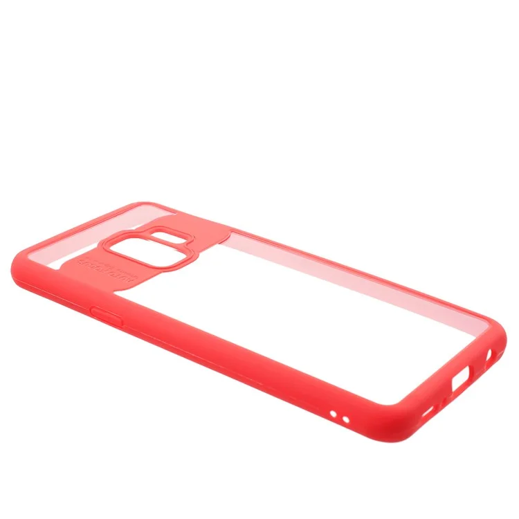 Transparent Acrylic Back + TPU Frame Hybrid Mobile Phone Case for Samsung Galaxy S9 - Red