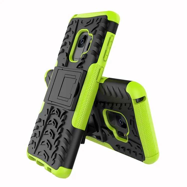 PC Anti-slip + Guscio Protettivo Ibrido TPU Con Cavalletto Per Samsung Galaxy S9 G960 - Verde