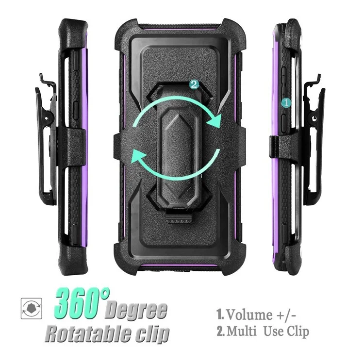 2-in-1 Heavy Duty PC + TPU Belt Clip Kickstand Cover for Samsung Galaxy S8+ SM-G955 - Black