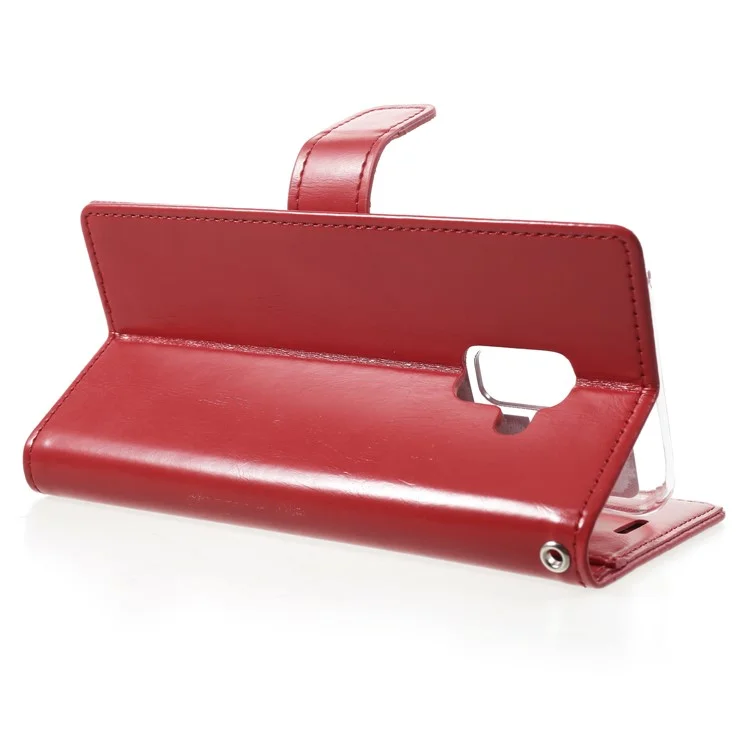 MERCURY GOOSPERY Blue Moon Leather Magnetic Stand Wallet Case for Samsung Galaxy A8 (2018) - Red
