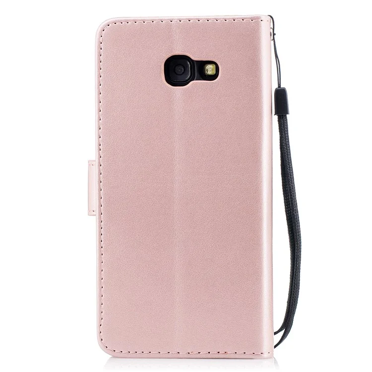 Imprinted Flamingo Pattern Leather Magnetic Case with Strap for Samsung Galaxy A5 (2017) SM-A520 - Rose Gold