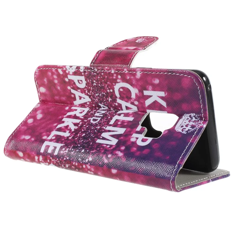 For Samsung Galaxy S9 Pattern Printing Cross Texture Wallet Leather Stand Case - Keep Calm