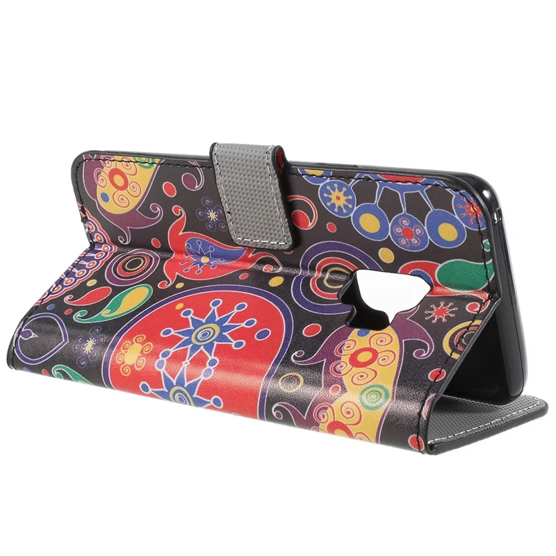 Pattern Printing PU Leather Magnetic Wallet Stand Protective Phone Case for Samsung Galaxy S9 - Abstract Pattern