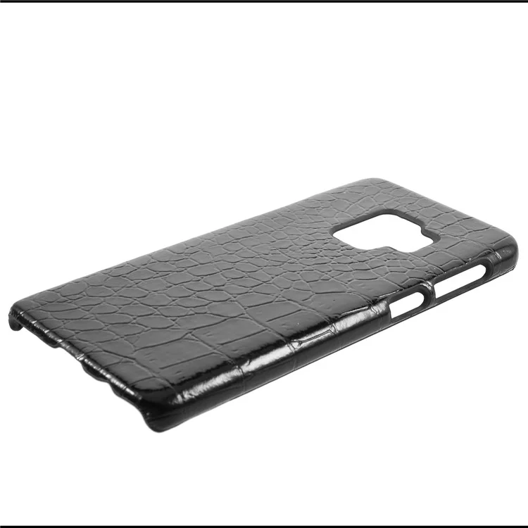 PU Leather Coated Hard Plastic Back Case for Samsung Galaxy S9 - Black Crocodile Texture