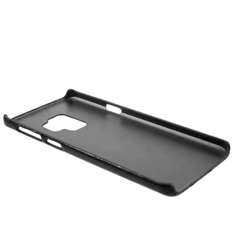 PU Leather Coated Hard Plastic Back Case for Samsung Galaxy S9 - Black Crocodile Texture
