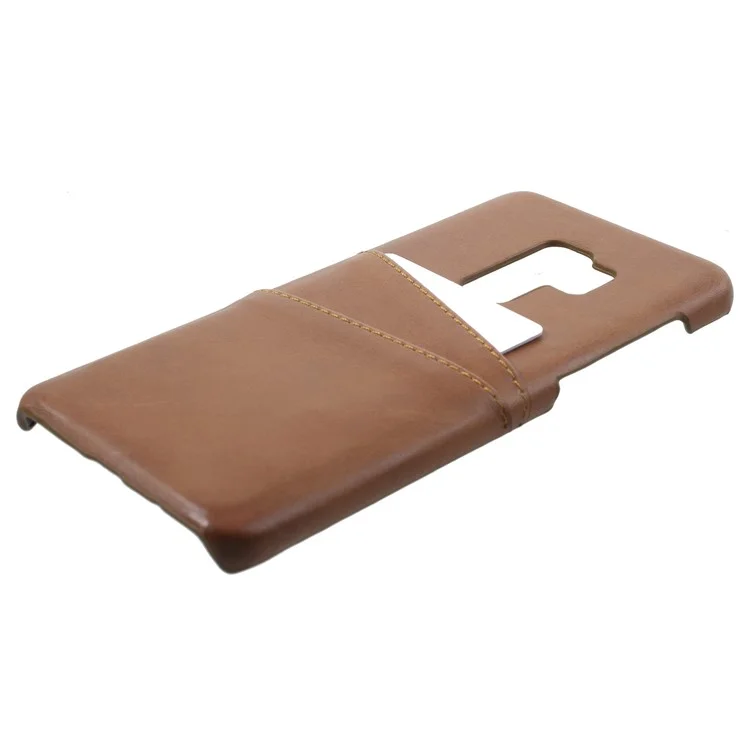 Shell Mobile PC Rivestito in Pelle PU Con Supporto Per Schede Per Samsung Galaxy S9 Plus G965 - Marrone