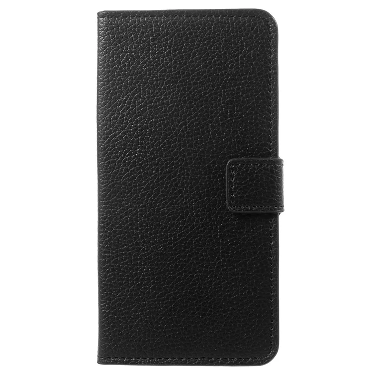 Litchi Haut Brieftasche Lederstand Hülle Für Samsung Galaxy S9 Plus G965 - Schwarz