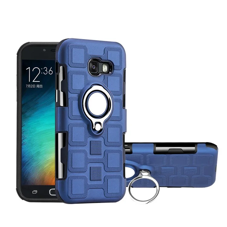 Geometric Pattern Magnetic Car Mount Ring Holder TPU PC Hybrid Shell for Samsung Galaxy A5 (2017) A520 - Dark Blue