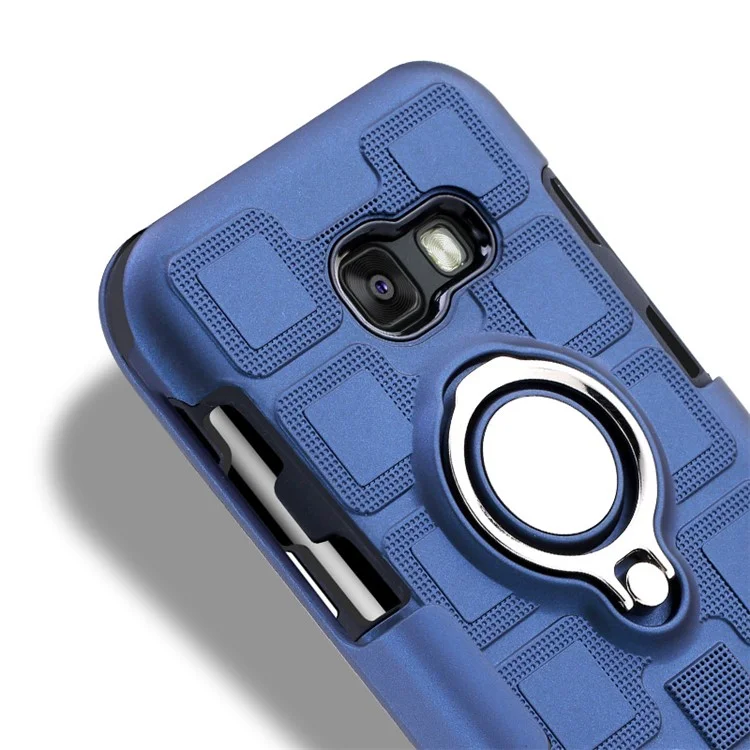 Geometric Pattern Magnetic Car Mount Ring Holder TPU PC Hybrid Shell for Samsung Galaxy A5 (2017) A520 - Dark Blue