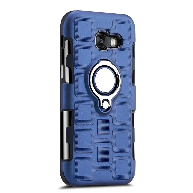 Geometric Pattern Magnetic Car Mount Ring Holder TPU PC Hybrid Shell for Samsung Galaxy A5 (2017) A520 - Dark Blue