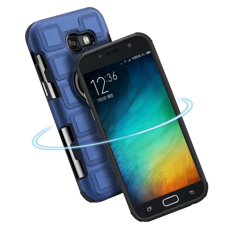 Geometric Pattern Magnetic Car Mount Ring Holder TPU PC Hybrid Shell for Samsung Galaxy A5 (2017) A520 - Dark Blue