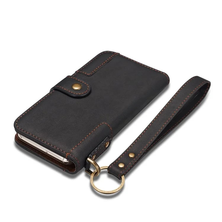 Retro Style Split Leather Wallet Stand Phone Case for Samsung Galaxy S8 Plus SM-G955 - Black