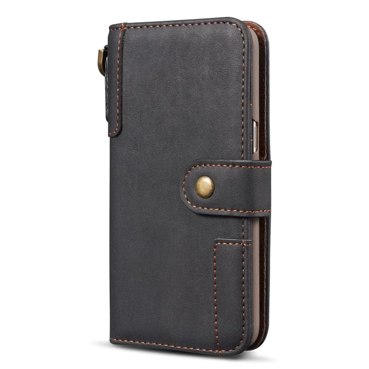 Retro Style Split Leather Wallet Stand Phone Case for Samsung Galaxy S8 Plus SM-G955 - Black