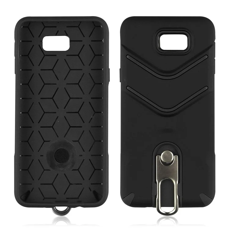 ANGIBABE Slim TPU Matte PC Hybrid Case with Metal Kickstand for Samsung Galaxy J5 Prime - Black