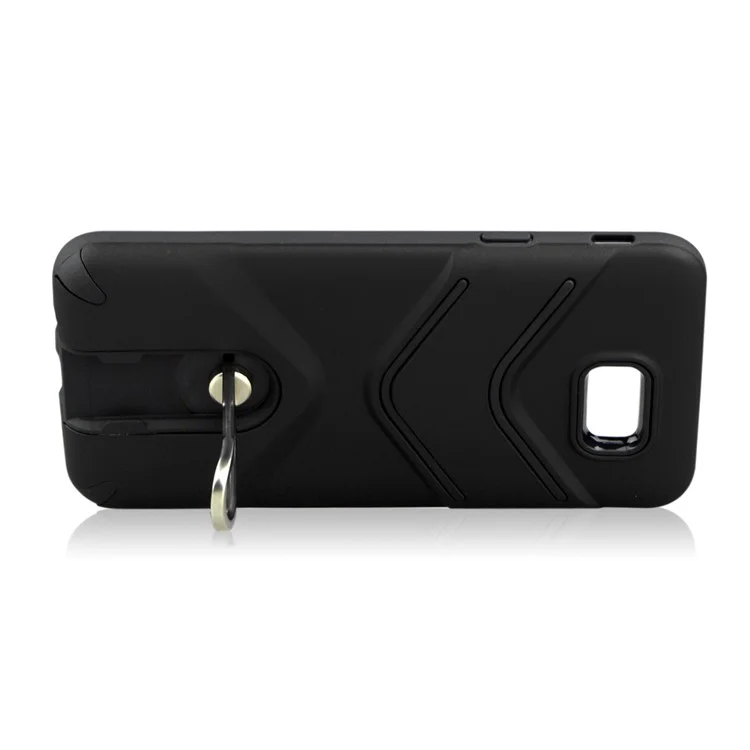 ANGIBABE Slim TPU Matte PC Hybrid Case with Metal Kickstand for Samsung Galaxy J5 Prime - Black