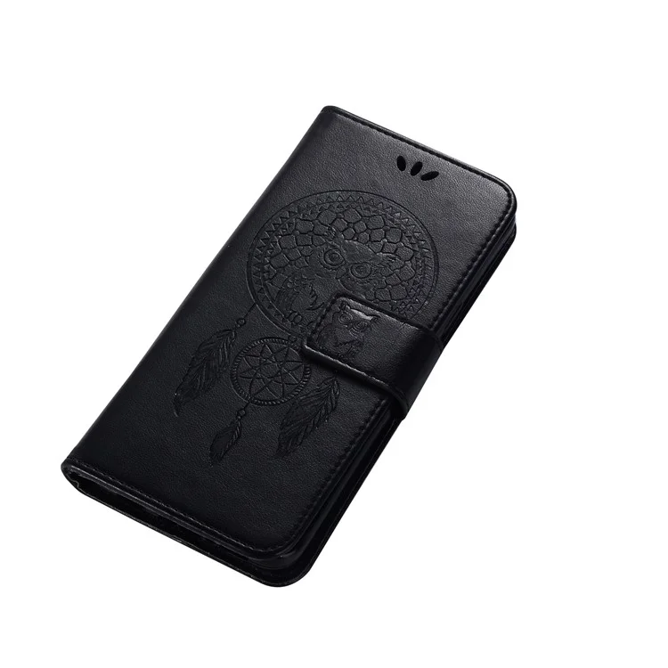 Imprint Owl Dream Catcher Pattern PU Leather Wallet Case for Samsung Galaxy S9 - Black