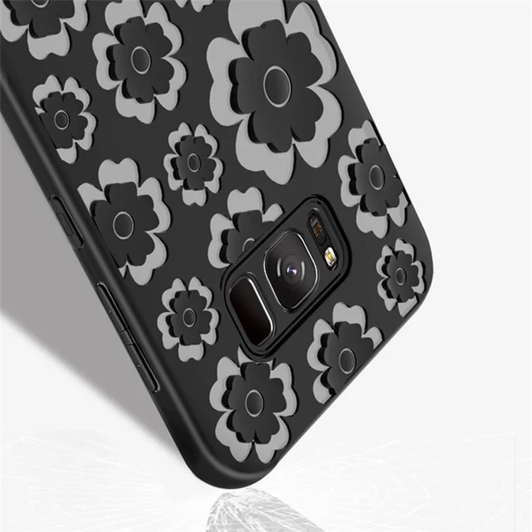 3D Flower Pattern Soft TPU Back Case for Samsung Galaxy S8 SM-G950 - Black