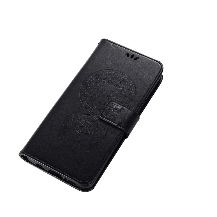 Imprint Dream Catcher Owl Magnetic Wallet PU Leather Stand Cover for Samsung Galaxy S9+ G965 - Black