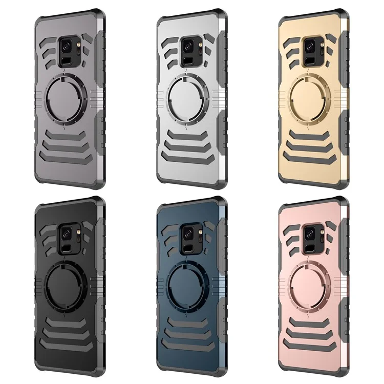 Shockproof Hybrid PC + TPU Magnetic Phone Case with Sports Armband for Samsung Galaxy S9 - Black