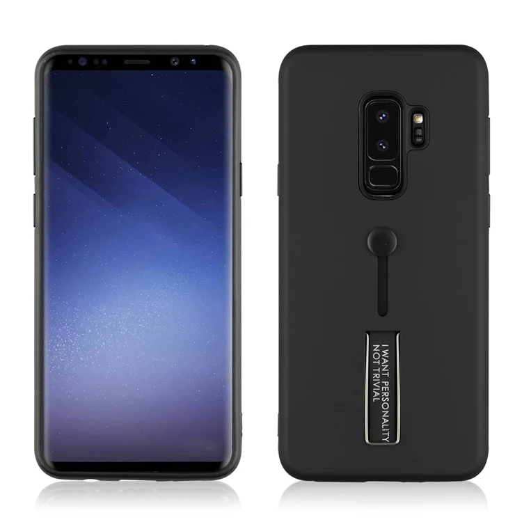 ANGIBABE Matte TPU + PC Hybrid Case with Kickstand for Samsung Galaxy S9+ G965 - Black