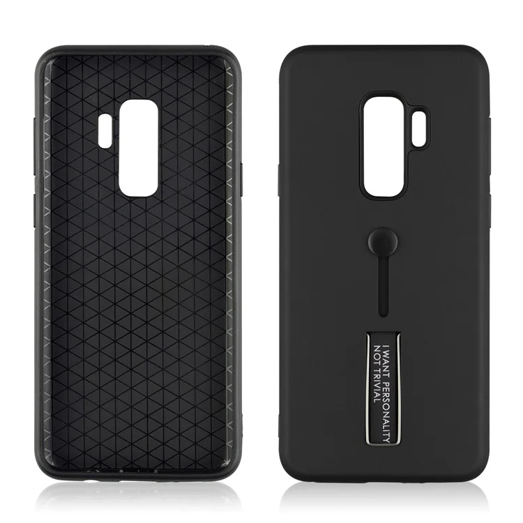 ANGIBABE Matte TPU + PC Hybrid Case with Kickstand for Samsung Galaxy S9+ G965 - Black