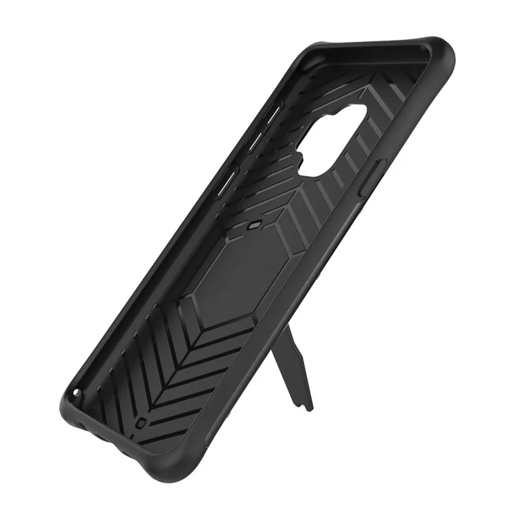 360-Degree Rotary Kickstand Armor PC + TPU Hybrid Case Accessory for Samsung Galaxy S9 - Black