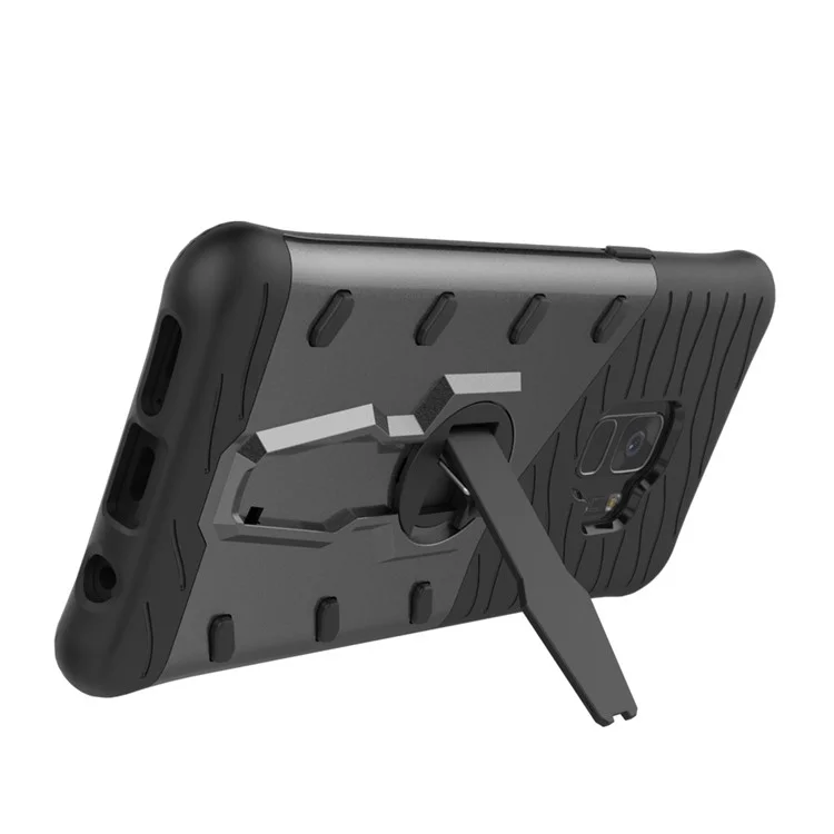 360-Degree Rotary Kickstand Armor PC + TPU Hybrid Case Accessory for Samsung Galaxy S9 - Black