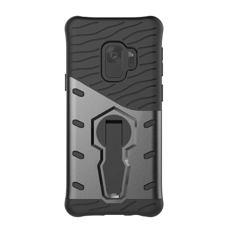 360-Degree Rotary Kickstand Armor PC + TPU Hybrid Case Accessory for Samsung Galaxy S9 - Black