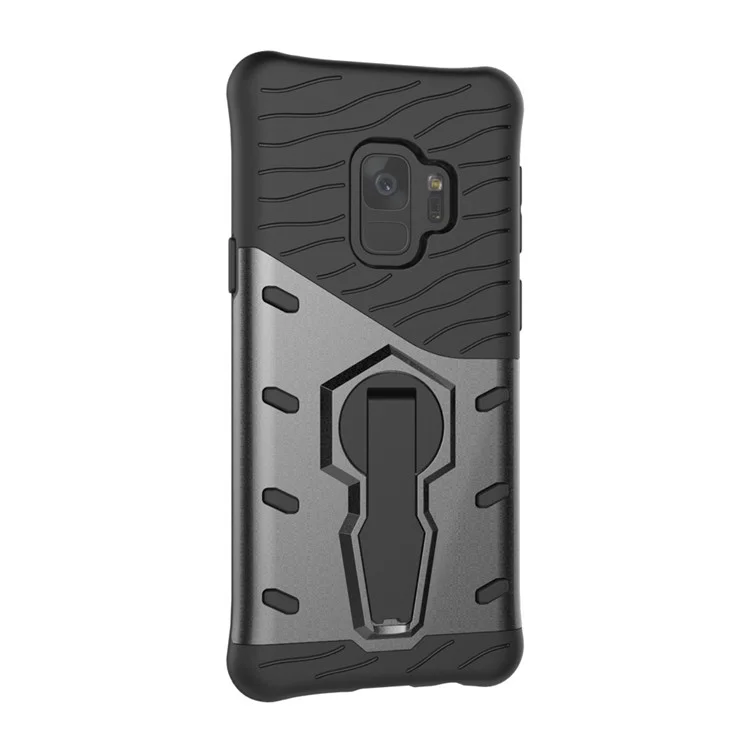 360-Degree Rotary Kickstand Armor PC + TPU Hybrid Case Accessory for Samsung Galaxy S9 - Black