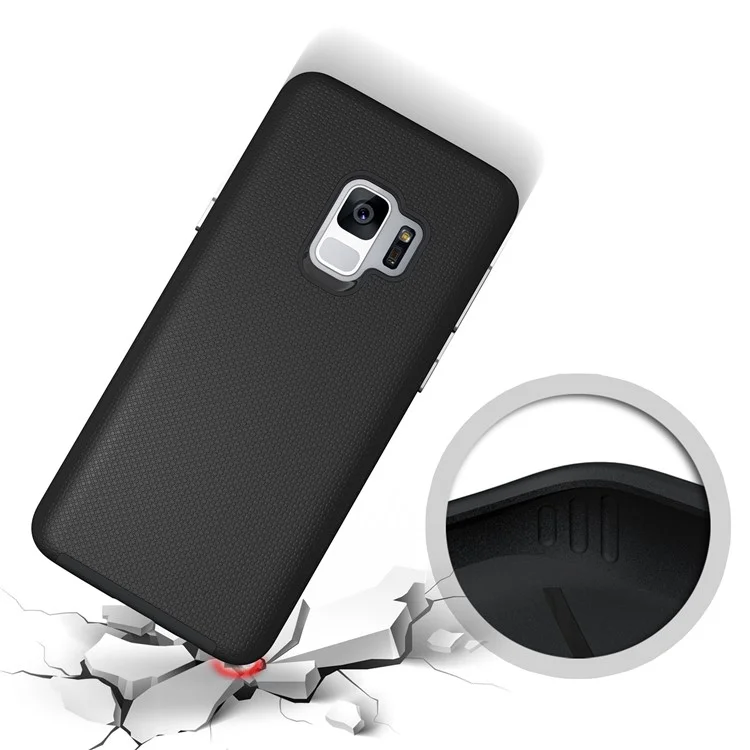 Anti-skid PC + TPU Hybrid Armor Case for Samsung Galaxy S9 G960 - Black