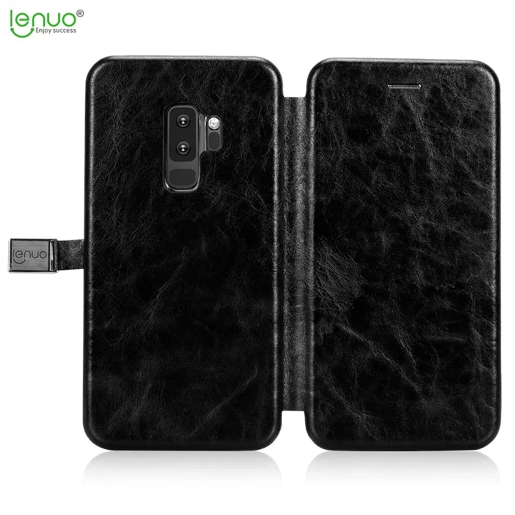 LENUO Crazy Horse PU Leather Case with Card Slot for Samsung Galaxy S9+ G965 - Black