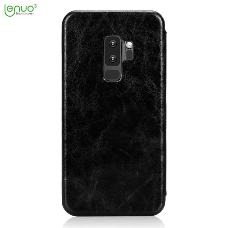 LENUO Crazy Horse PU Leather Case with Card Slot for Samsung Galaxy S9+ G965 - Black
