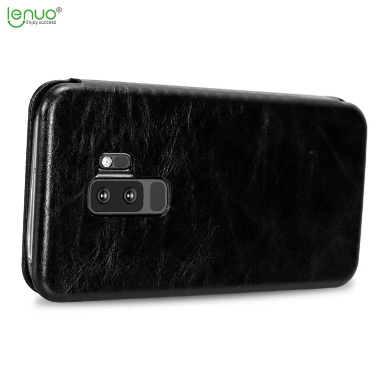 LENUO Crazy Horse PU Leather Case with Card Slot for Samsung Galaxy S9+ G965 - Black