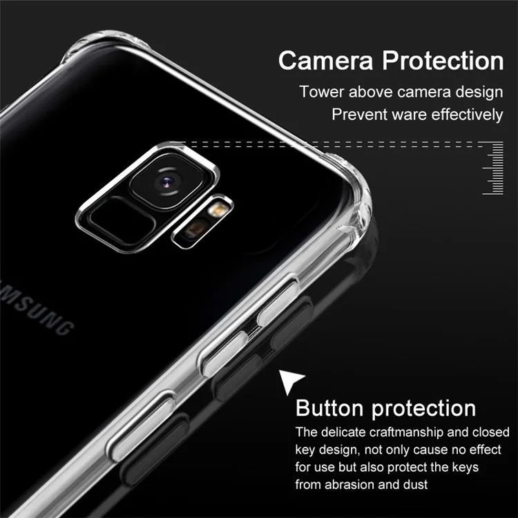 IMAK Anti-drop Flexible TPU Mobile Phone Cover Shell for Samsung Galaxy S9 - Transparent