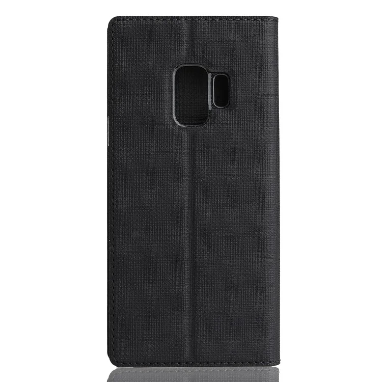 VILI DMX Cross Texture Card Holder Leather Stand Case for Samsung Galaxy S9 G960 - Black