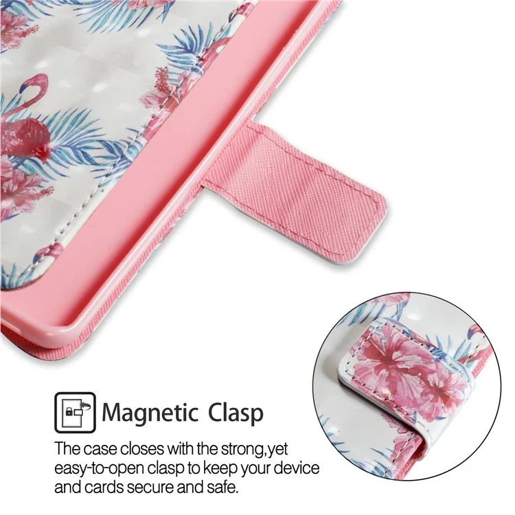 Pattern Printing Leather Wallet Case for Samsung Galaxy S9 G960 - Crane and Flower